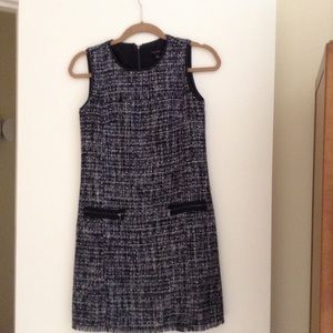Cute Ann Taylor navy blue/white/black dress by Ann Taylor with fringe